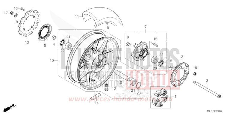 REAR WHEEL for Hornet 500 PEARL HIMALAYAS WHITE (NHA87) from 2024